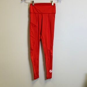 Bright Red Leggings with Logo